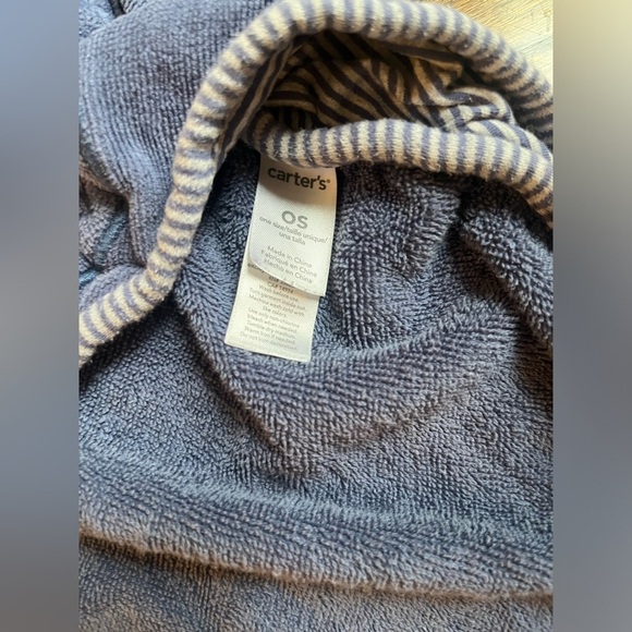 Apple Park/ Carter’s bundle of 2 hooded bath towels owl/bear ivory /blue cotton - Picture 8 of 9